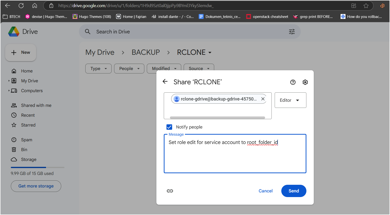 how to get root folder id